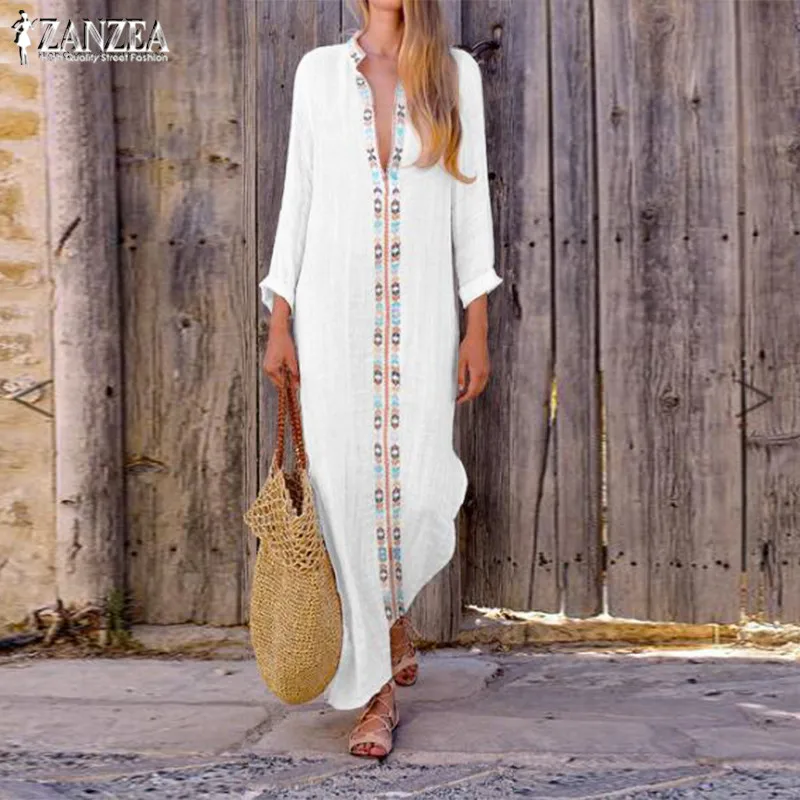 Bohemain Print Maxi Dress Women's Summer Sundress 2019 ZANZEA Sexy V Neck Split Dress Female Long Sleeve Party Robe Femme S-5XL
Bohemain Print Maxi Dress Women's Summer Sundress 2019 ZANZEA Sexy V Neck Split Dress Female Long Sleeve Party Robe Femme S-5XL