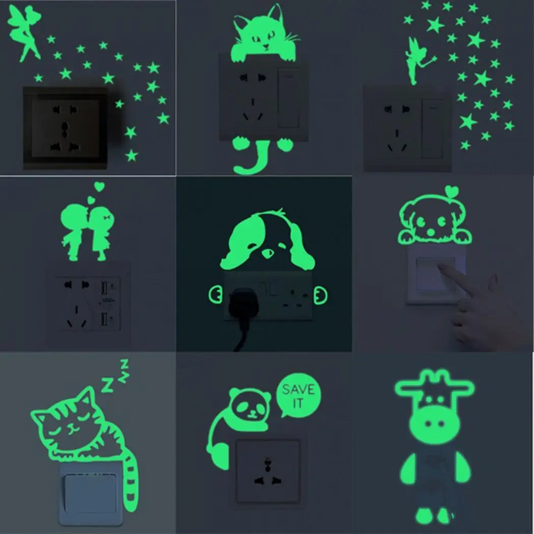 Carton PVC Wall Switch Sticker Glow In The Dark Funny DIY Decals Green Home Decoration
Carton PVC Wall Switch Sticker Glow In The Dark Funny DIY Decals Green Home Decoration