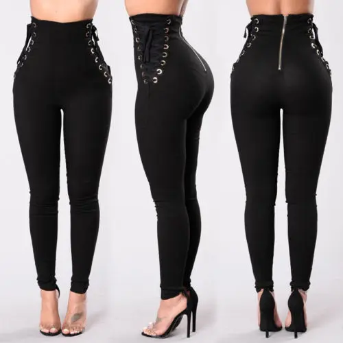 New Fashion Women High Waisted Lace-up Tie Skinny Stretch Slim Long Pants Trousers
New Fashion Women High Waisted Lace-up Tie Skinny Stretch Slim Long Pants Trousers