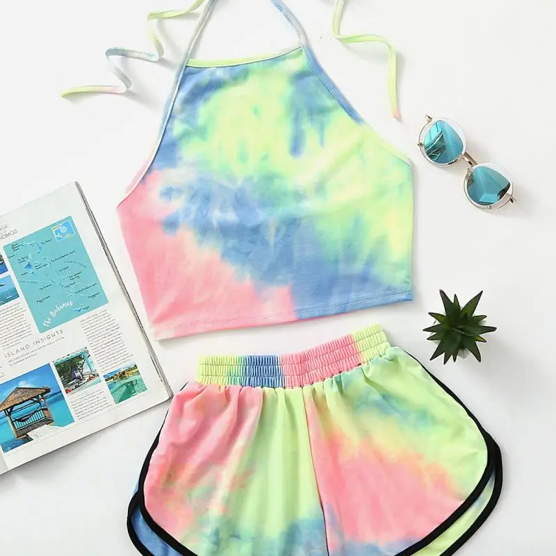 Women Summer Holiday Beach Wear 2 Pcs Set Halter Blooming Color Crop Top With Shorts
Women Summer Holiday Beach Wear 2 Pcs Set Halter Blooming Color Crop Top With Shorts