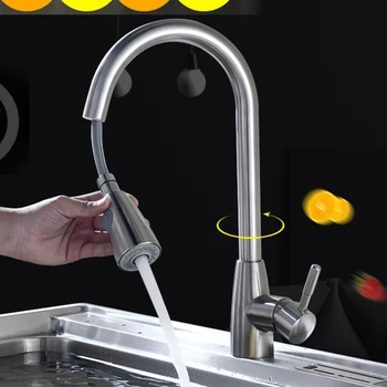 Sink Swivel Handle Single Hole Mixer Kitchen Faucet Stainless Steel Stream Pull Out Brushed Nickel Durable Sprayer Tap
Sink Swivel Handle Single Hole Mixer Kitchen Faucet Stainless Steel Stream Pull Out Brushed Nickel Durable Sprayer Tap