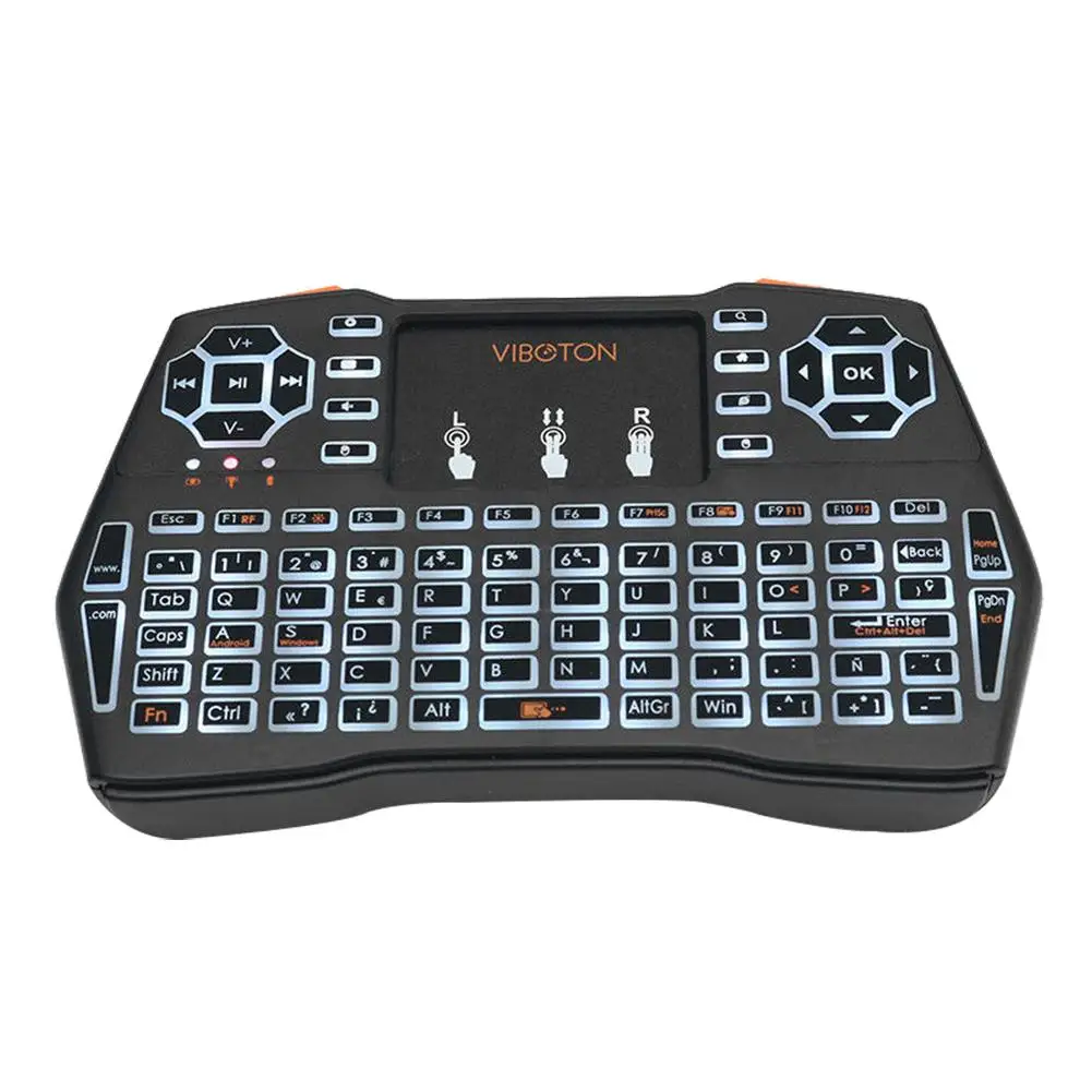 i8 Plus Mini LED Backlit 2.4GHz Wireless Keyboard Fly Air Mouse Touchpad English Russian German Spanish for Android TV BOX
i8 Plus Mini LED Backlit 2.4GHz Wireless Keyboard Fly Air Mouse Touchpad English Russian German Spanish for Android TV BOX
