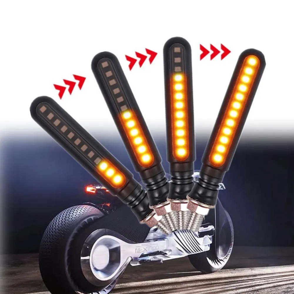4PCS Motorcycle Turn Signals LED Flowing Water Flashing Lights Stop Signals Tail Blinker Headlight + Rear Light
4PCS Motorcycle Turn Signals LED Flowing Water Flashing Lights Stop Signals Tail Blinker Headlight + Rear Light