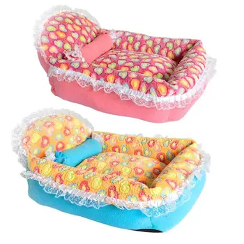 

Soft Coral Velvet Lace Pets Bed Cute Ingot Shaped Winter Warm Cat Nest Pet Cat Dog Kennel Bed Sofa Sleeping Bag House dog bed