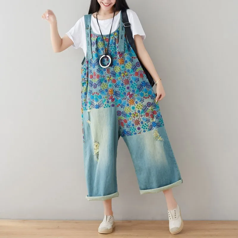 Plus Size Cowboy Drop Crotch Rompers Wide Leg Bib Denim Overalls Women Vintage Print Flower jean Jumpsuits Boyfriend streetwear
Plus Size Cowboy Drop Crotch Rompers Wide Leg Bib Denim Overalls Women Vintage Print Flower jean Jumpsuits Boyfriend streetwear