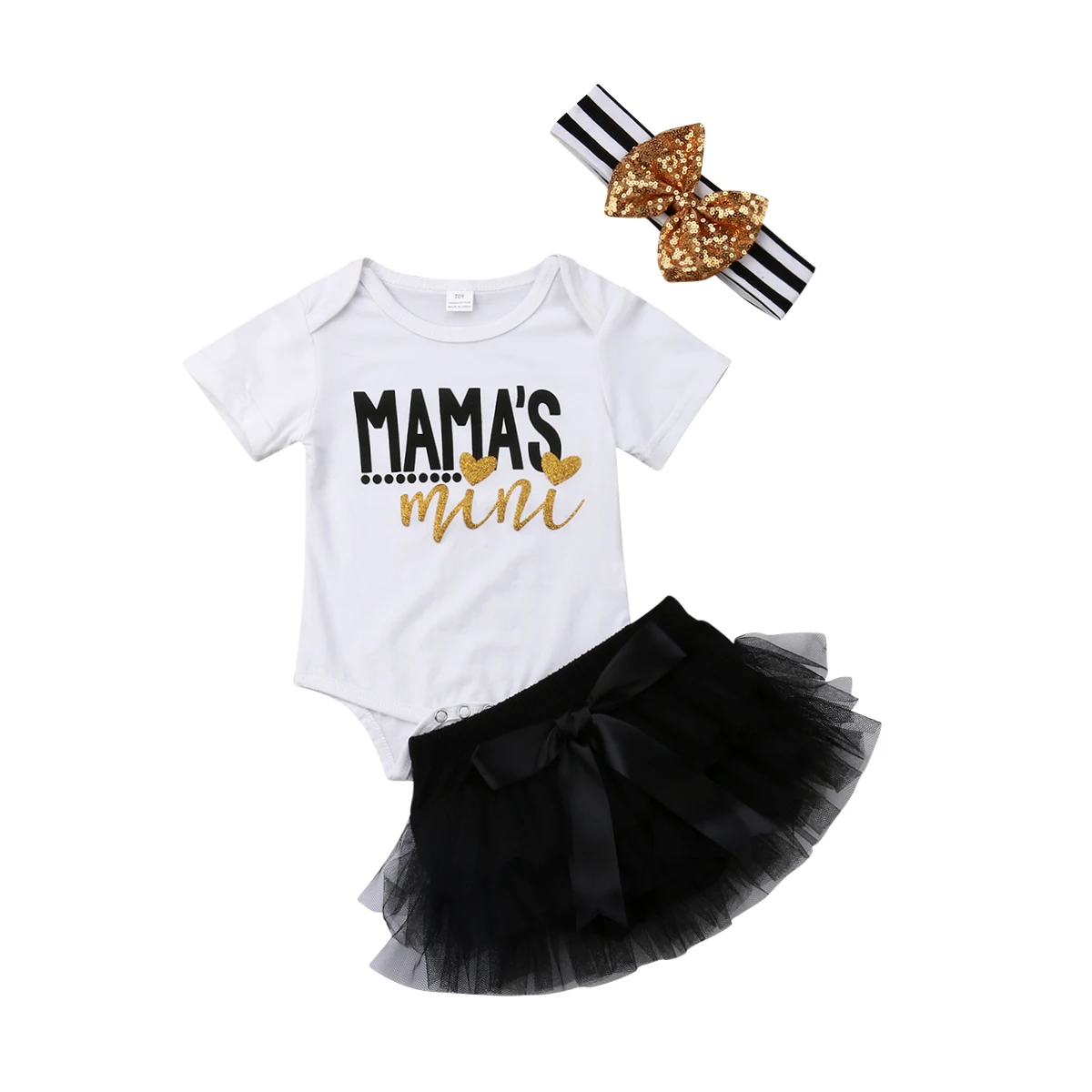 Newborn Infant Baby Girls Summer Short Sleeve Clothes Set Withe Letter Print Romper+Black Tutu Skirt+Headband 3pcs Casual Outfit
Newborn Infant Baby Girls Summer Short Sleeve Clothes Set Withe Letter Print Romper+Black Tutu Skirt+Headband 3pcs Casual Outfit