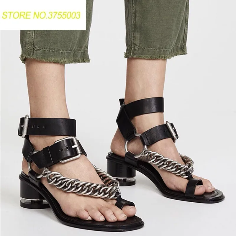 Woman Punk Style Metal Chains Summer Shoes Real Leather Women Sandals Gladiator Strange Heel Sandalias Mujer 2018 Fashion Trends
Woman Punk Style Metal Chains Summer Shoes Real Leather Women Sandals Gladiator Strange Heel Sandalias Mujer 2018 Fashion Trends