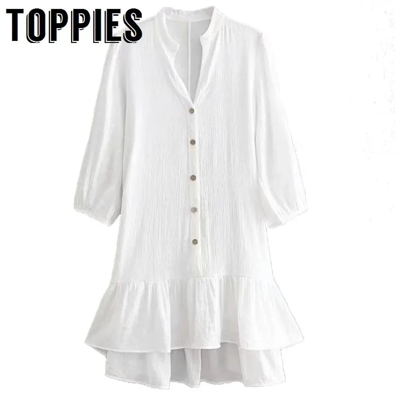 2019 Summer Lantern Sleeve White Shirt Dress Button Up Pleated Hem Mini Dress Three Quarter Sleeve Loose Smocks vestidos mujer
2019 Summer Lantern Sleeve White Shirt Dress Button Up Pleated Hem Mini Dress Three Quarter Sleeve Loose Smocks vestidos mujer