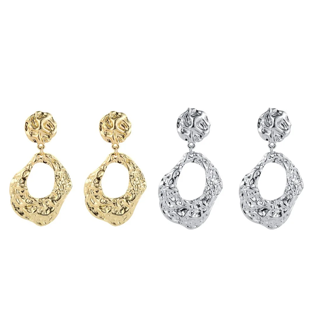 Creative Summer Irregular Crushed Embossed Geometric Metal Earring Vintage Fashion Silver Gold Drop Dangle Earring Jewelry
Creative Summer Irregular Crushed Embossed Geometric Metal Earring Vintage Fashion Silver Gold Drop Dangle Earring Jewelry