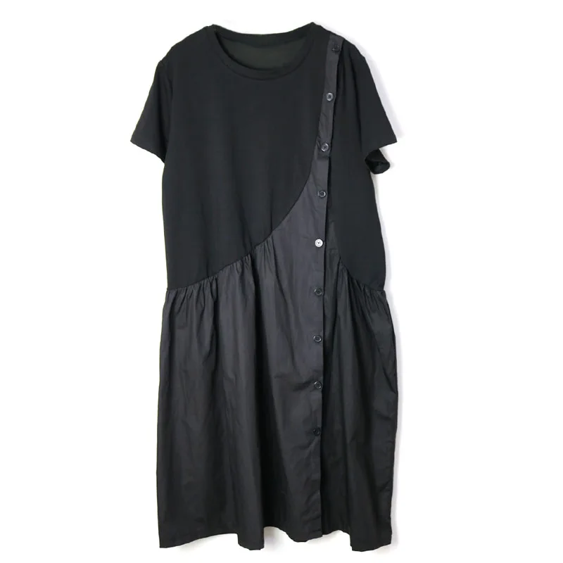 Summer Casual Solid Women Dress O-neck Short Sleeve Button Loose Plus Size Straight Mid Calf Female Dress 2019 Tide
Summer Casual Solid Women Dress O-neck Short Sleeve Button Loose Plus Size Straight Mid Calf Female Dress 2019 Tide