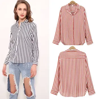 Women's Long Sleeve Striped Blouse Shirt Turn down Collar Casual Loose Blouse Tops Stripe Shirt
Women's Long Sleeve Striped Blouse Shirt Turn down Collar Casual Loose Blouse Tops Stripe Shirt