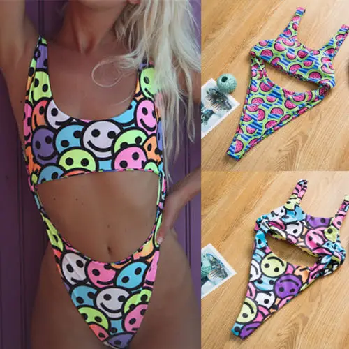 Swimwear Monokini Beachwear Swimsuit Women Sexy Bandage Bikini Cut One Piece Waterrmelon Smile Face Print Summer Holiday
Swimwear Monokini Beachwear Swimsuit Women Sexy Bandage Bikini Cut One Piece Waterrmelon Smile Face Print Summer Holiday