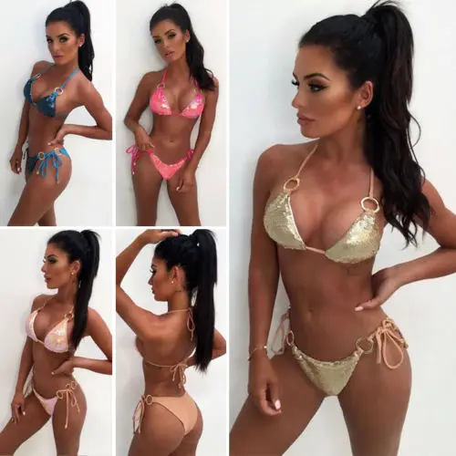 2019 Women Sequin Bikini Sets Halter Swimsuit Bandage Bathing Suit Bling Swimwear
2019 Women Sequin Bikini Sets Halter Swimsuit Bandage Bathing Suit Bling Swimwear
