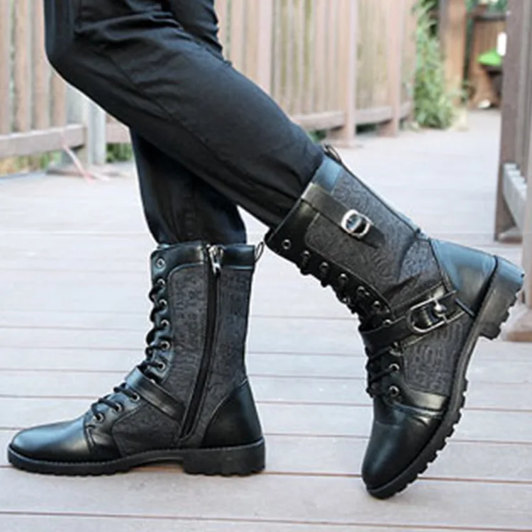 Fashion Leisure Chelsea Boots Men Mid-Calf Round Toe Lace-Up Boots Winter Striped Low Motorcycle Shoes
Fashion Leisure Chelsea Boots Men Mid-Calf Round Toe Lace-Up Boots Winter Striped Low Motorcycle Shoes