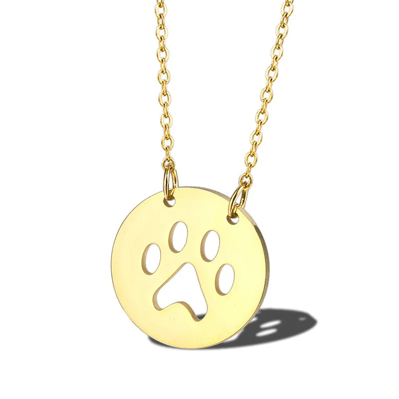 2019 Gold Animal Dog Pet Paw Necklace Stainless Steel Cute Dog Necklaces Paw Print Round Coin Pendant Jewelry For Women
2019 Gold Animal Dog Pet Paw Necklace Stainless Steel Cute Dog Necklaces Paw Print Round Coin Pendant Jewelry For Women