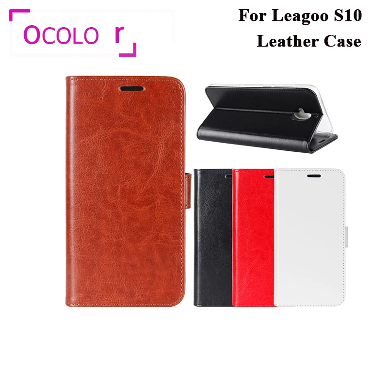 Фото Ocolor для Leagoo S10 кожаный чехол с откидной крышкой наклейкой защитный карманом карт