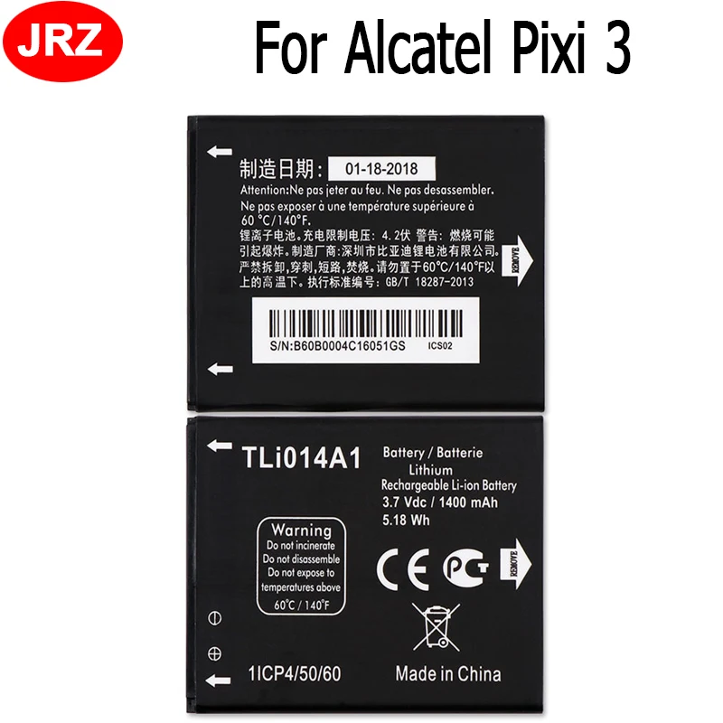 Аккумулятор TLi014A1 1400 мАч для Alcatel Pixi 3 4 5 дюйма 4027 4027A 4027D 4027X 4010 4010D 4012 4030D 4030A 4030