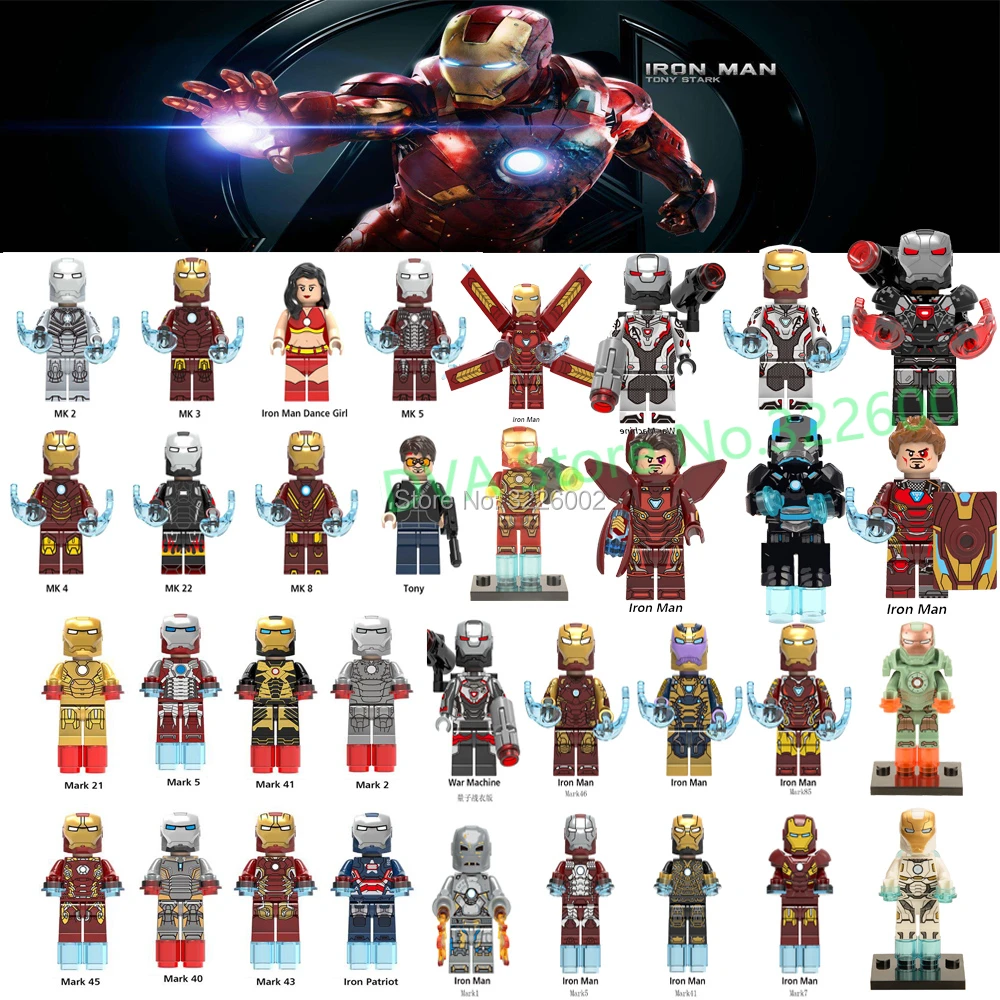 lEGOING Iron Man MK50 War Machine Figures Ironman Avengers MK35 MK17 MK7 God Killer Armor Model Building Blocks Bricks Set Toys
lEGOING Iron Man MK50 War Machine Figures Ironman Avengers MK35 MK17 MK7 God Killer Armor Model Building Blocks Bricks Set Toys