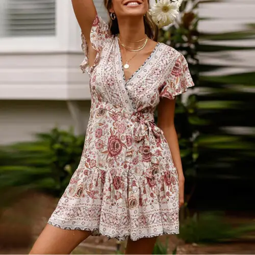 2019 Sexy Women Flower Print Vneck Dress Casual Summer Beach Mini Bodycon Dress White Green Navy Blue Red Wine Red Sky Blue S-XL
2019 Sexy Women Flower Print Vneck Dress Casual Summer Beach Mini Bodycon Dress White Green Navy Blue Red Wine Red Sky Blue S-XL