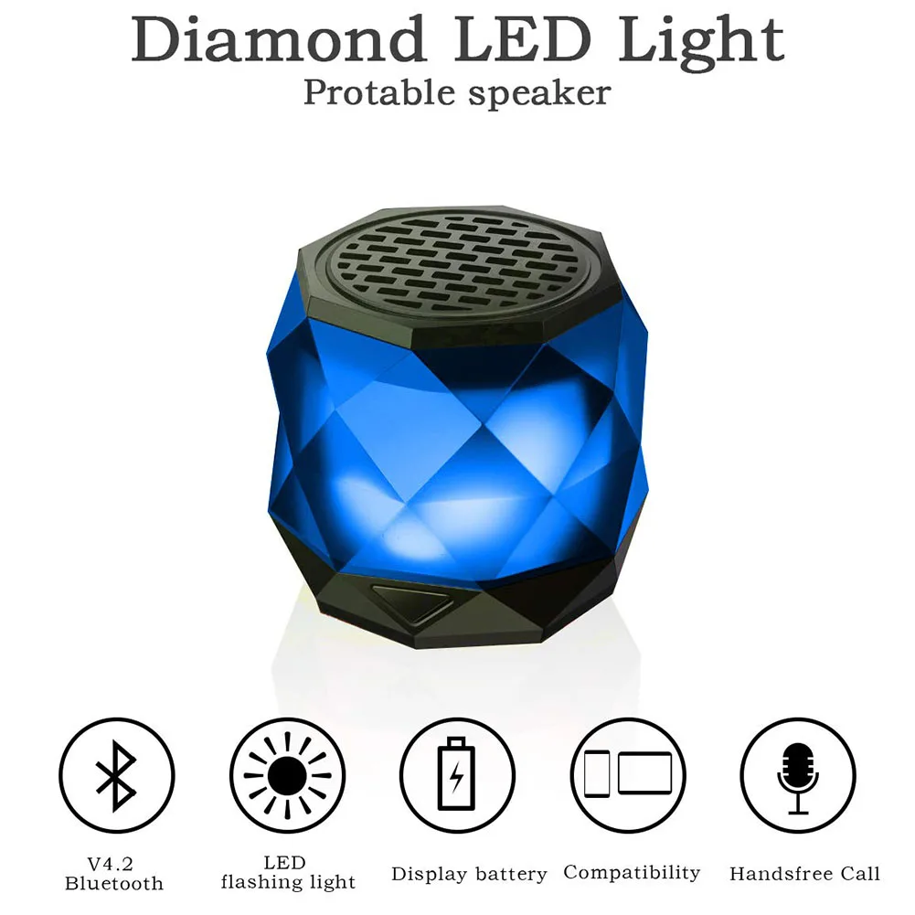 Bluetooth V4.2 Fashion Bluetooth Speaker Diamond Shape Mini Music Player Wireless Colors Changing Durable Portable LED Light
Bluetooth V4.2 Fashion Bluetooth Speaker Diamond Shape Mini Music Player Wireless Colors Changing Durable Portable LED Light