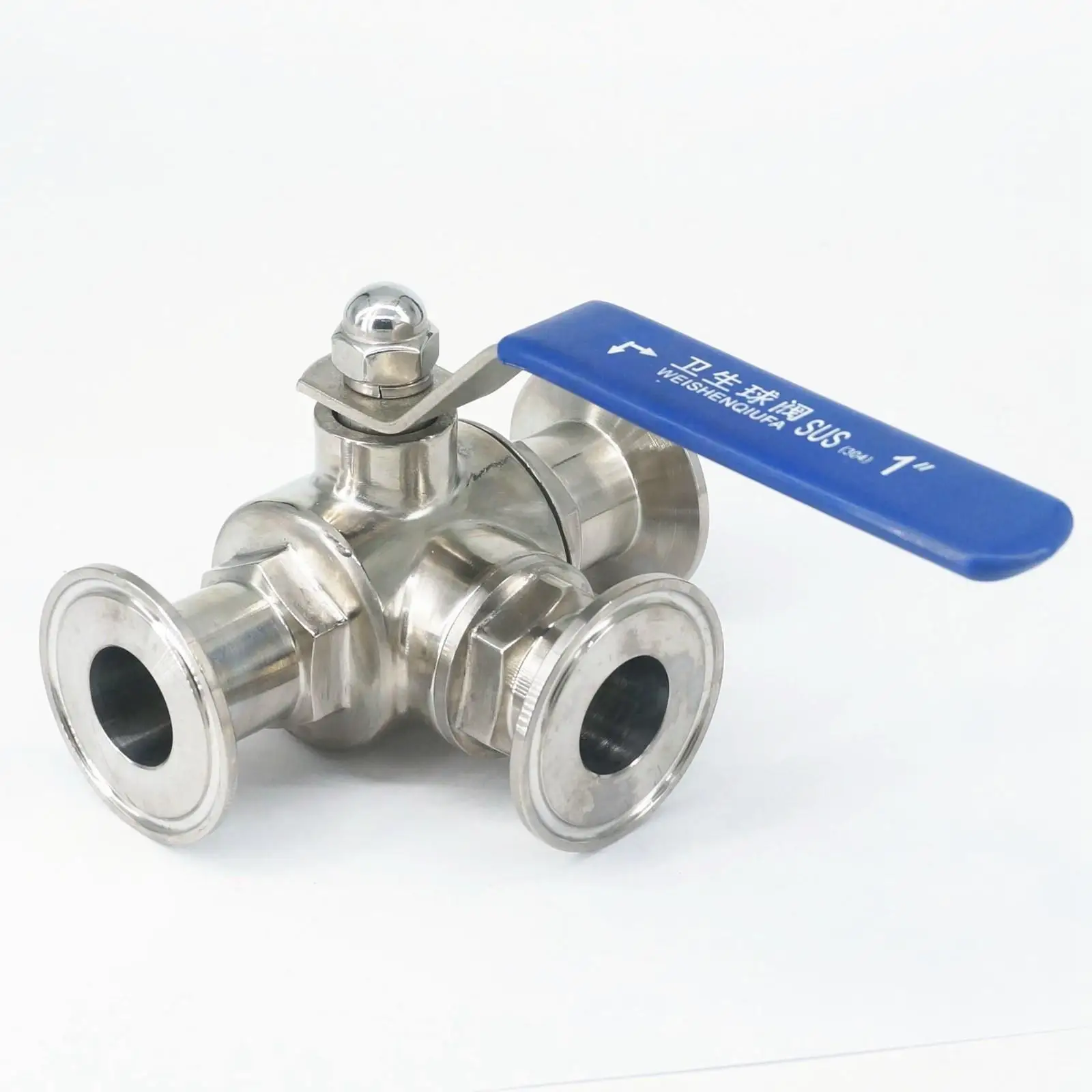 

L-port 1" 25mm 304 Stainless Steel Sanitary 3 Way Ball Valve 1.5" Tri Clamp 50.5mm Ferrule O/D For Homebrew Diary Product