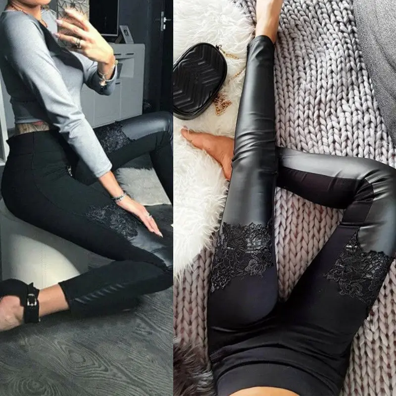 2019 Newest Style Fashion Patchwork Lace Patchwork Leather Leggings Women's Ladies Stretch Pants Fitness Trousers Thin Fitted
2019 Newest Style Fashion Patchwork Lace Patchwork Leather Leggings Women's Ladies Stretch Pants Fitness Trousers Thin Fitted