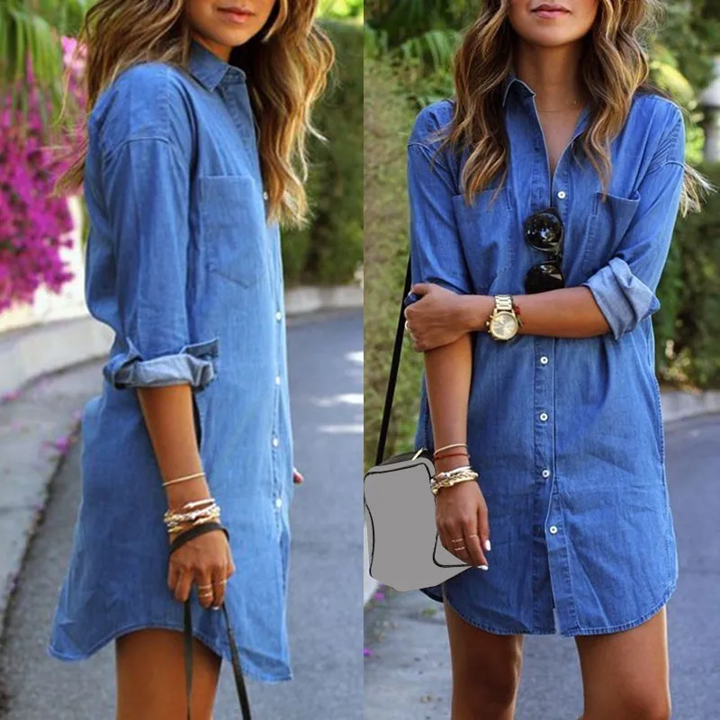 2019 New S-6xl Large Size Summer Irregular Shirt Dress Casual Women's Denim Shirt Dress Long Sleeve Sexy Mini Women's Clothing
2019 New S-6xl Large Size Summer Irregular Shirt Dress Casual Women's Denim Shirt Dress Long Sleeve Sexy Mini Women's Clothing