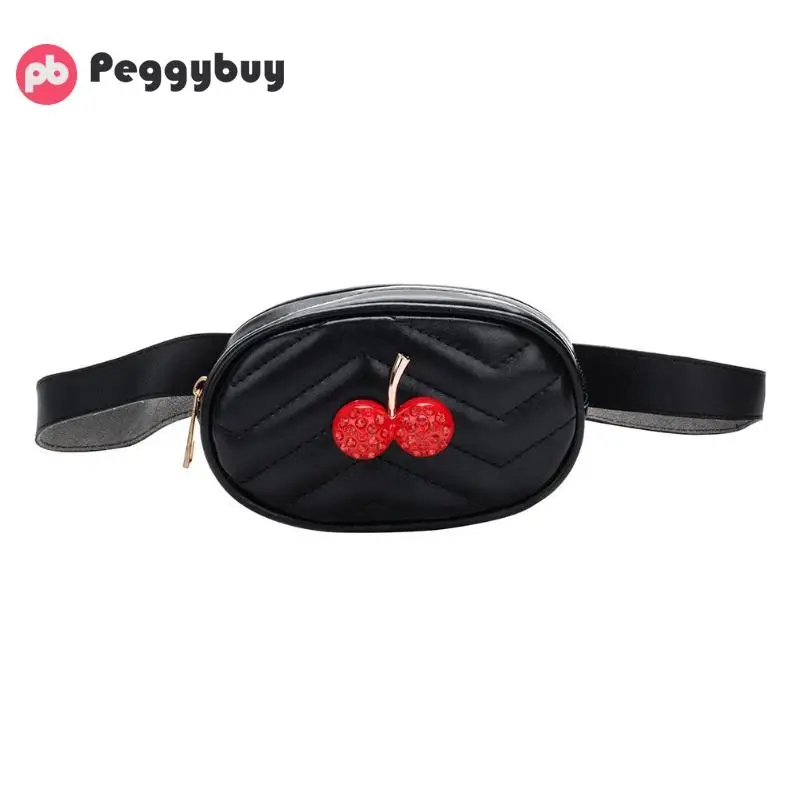 

Cute Cherry Decor Children Waist Bags Kids Zipper Fanny Packs Leather Chest Shoulder Belt Bag for Girls heuptas pochete feminina