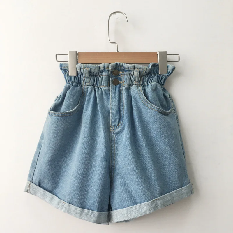 The 2019 Spring And Summer. Degree Of Petal Wide Leg Button Cowboy Shorts Woman High Waist Jeans | Женская одежда
