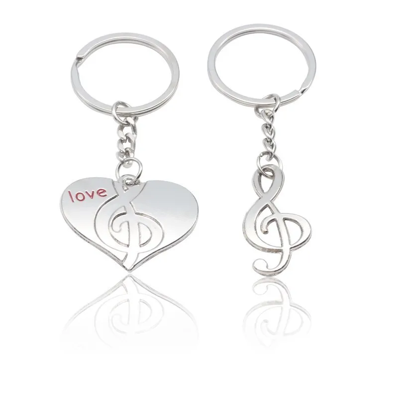 1pair Heart Couple Keychain Silver Metal Love Music Note Key Ring Musical Note Key Chain For Lovers Valentine's Day Gift Llavero
1pair Heart Couple Keychain Silver Metal Love Music Note Key Ring Musical Note Key Chain For Lovers Valentine's Day Gift Llavero