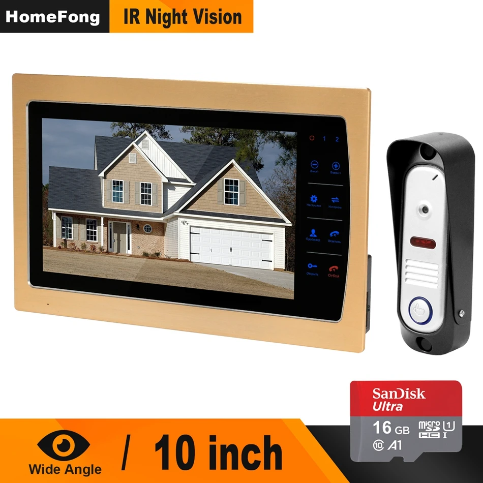 HomeFong 10 inch Video Doorphone Intercom monitor HD IR Night Vision Camera Doorbell Video for Home Apartment video deurbel Kit
HomeFong 10 inch Video Doorphone Intercom monitor HD IR Night Vision Camera Doorbell Video for Home Apartment video deurbel Kit