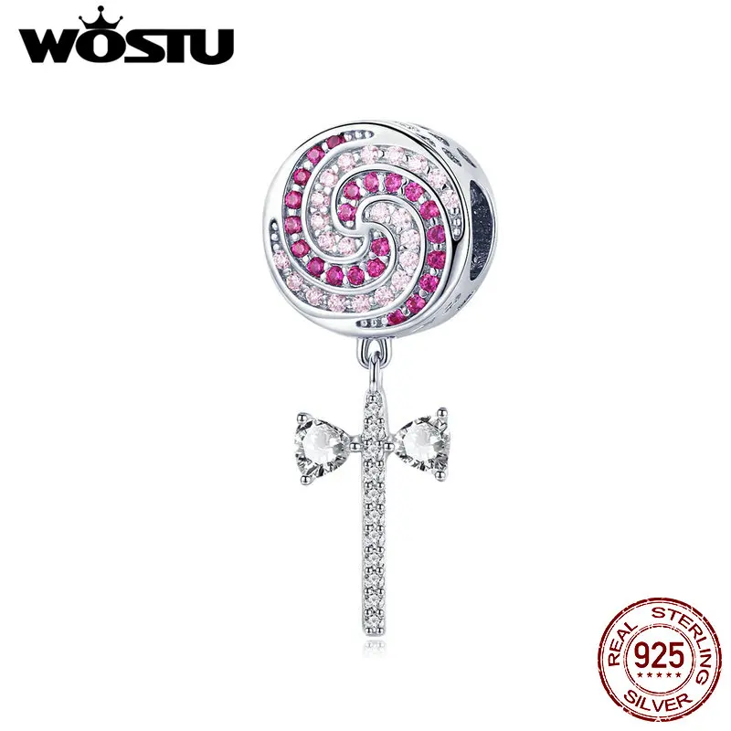 WOSTU 925 Sterling Silver Sweet Lollipop Candy Charms Pink CZ Bead Fit Original Bracelet Necklace Silver Jewelry Making CQC1136
WOSTU 925 Sterling Silver Sweet Lollipop Candy Charms Pink CZ Bead Fit Original Bracelet Necklace Silver Jewelry Making CQC1136