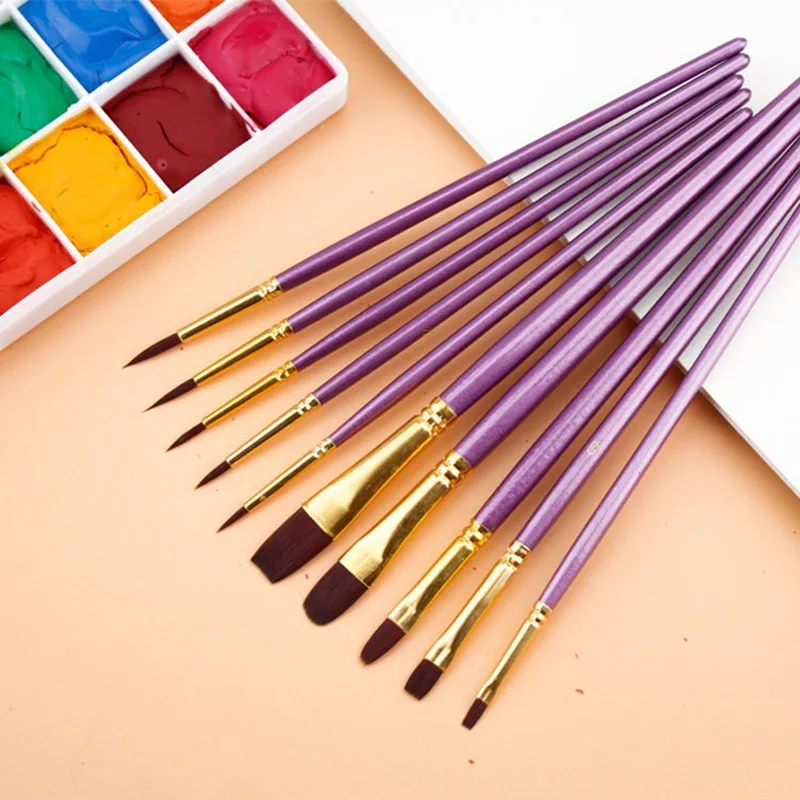 10Pcs/Lot Multifunction Nylon Watercolor Paint Brush Different Head Violet Handle Paint Brush Set For Oil Painting Art Supplies
10Pcs/Lot Multifunction Nylon Watercolor Paint Brush Different Head Violet Handle Paint Brush Set For Oil Painting Art Supplies