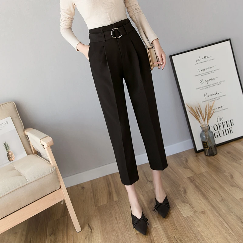 Fashion Korean Ankle-length Suit Pants Women Striaght Loose Trousers Female High Waist Elegant Belted Ladies Office Pantalones
Fashion Korean Ankle-length Suit Pants Women Striaght Loose Trousers Female High Waist Elegant Belted Ladies Office Pantalones