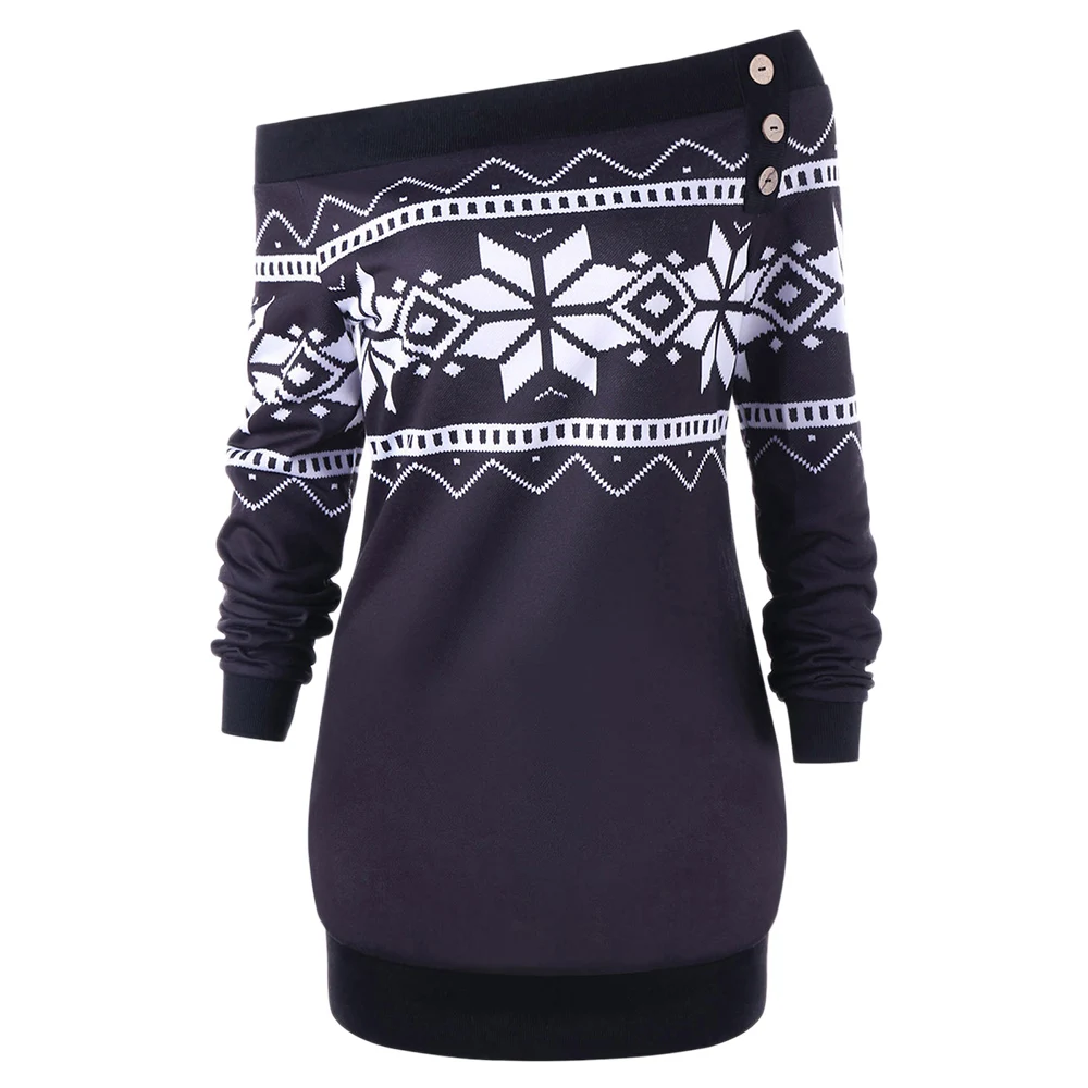 Wipalo Sweatshirt Women Plus Size Tops Skew Neck Snowflake Geometric Pullover Autumn Sweatshirt New Fashions Women Clothing 5XL
Wipalo Sweatshirt Women Plus Size Tops Skew Neck Snowflake Geometric Pullover Autumn Sweatshirt New Fashions Women Clothing 5XL