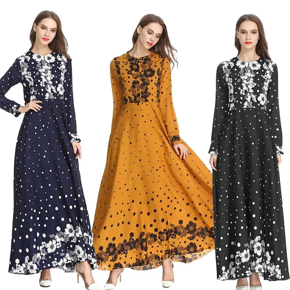 Muslim Women Long Dress Flower Printed Loose Abaya Party Maxi Dress High Waist Fit And Flare Elegant Dresses Wedding Long Sleeve
Muslim Women Long Dress Flower Printed Loose Abaya Party Maxi Dress High Waist Fit And Flare Elegant Dresses Wedding Long Sleeve