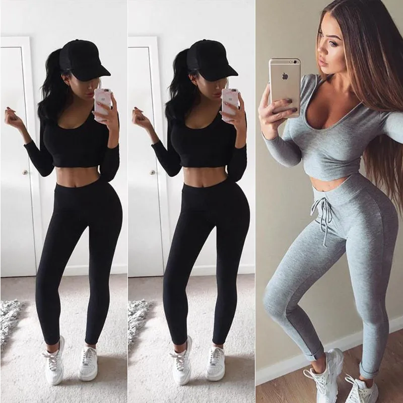 Women 2Pcs Solid Cotton Tracksuit T-shirt Slim Tops Pants Sets Jogging Sport Gym Wear Casual Suit
Women 2Pcs Solid Cotton Tracksuit T-shirt Slim Tops Pants Sets Jogging Sport Gym Wear Casual Suit