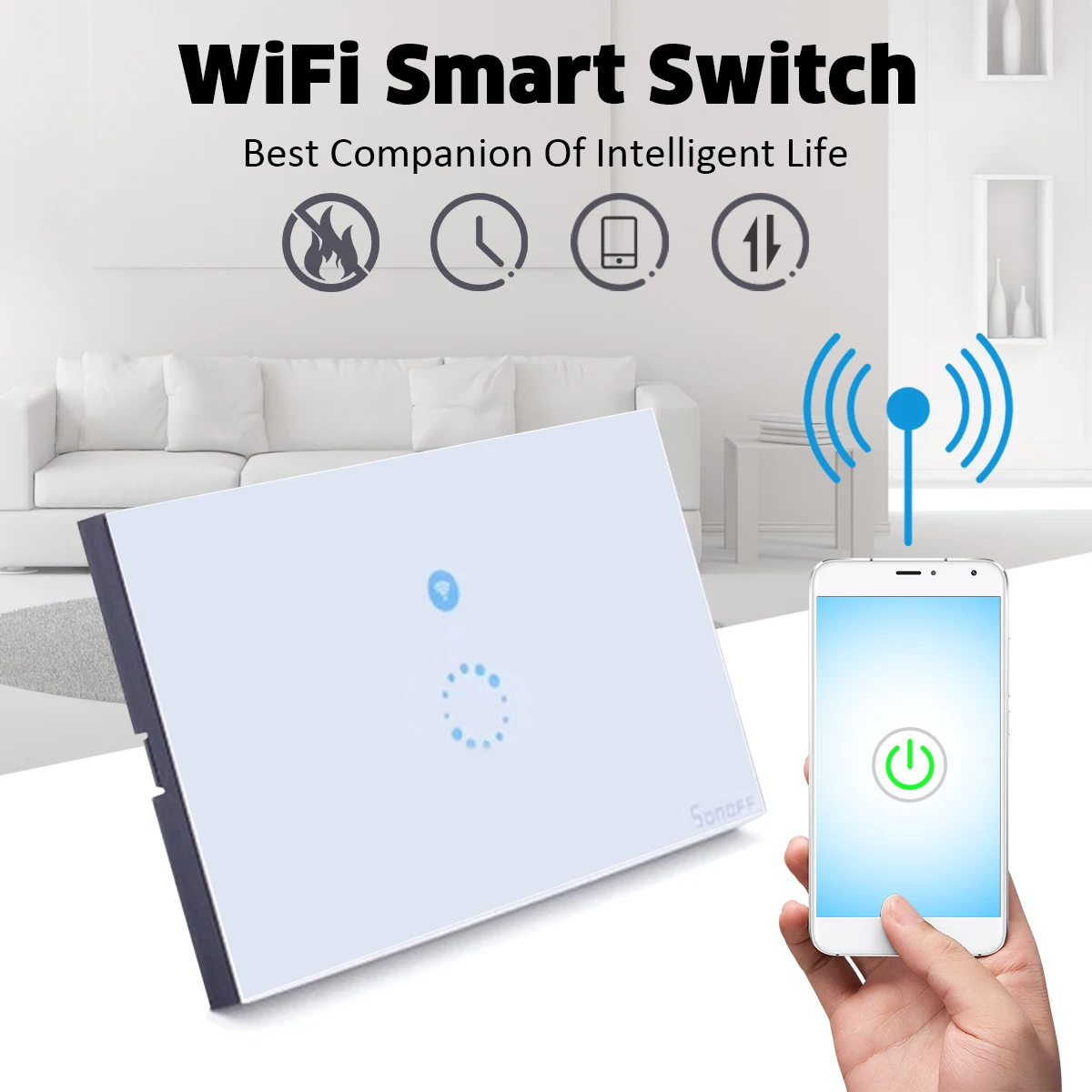 Sonoff Wifi Touch Switch Remote Control Wall Switchs Panel for Smart Home, US/EU Standard Smart Wall panel
Sonoff Wifi Touch Switch Remote Control Wall Switchs Panel for Smart Home, US/EU Standard Smart Wall panel