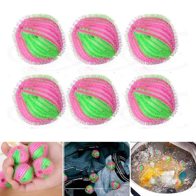 

6Pcs Reusable Washing Ball Machine Wash Laundry Dryer Balls Fabric Soften Helper Cleaner For Hair Lint Fluff Grabbing Remover