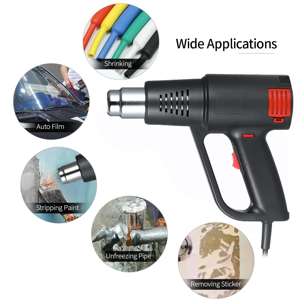 Adjustable Temperature Speed Hot Heat Shrink Blower Tool Handheld Electric Hot Air Gun Hot-air Blower Heater
Adjustable Temperature Speed Hot Heat Shrink Blower Tool Handheld Electric Hot Air Gun Hot-air Blower Heater