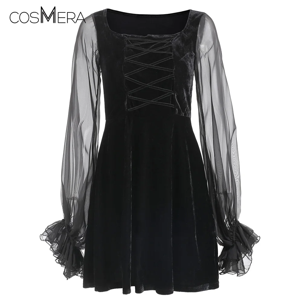 CosMera Puff Sleeve Criss-Cross Velvet Dress 2018 Fall Fashion Long Sleeve Black A Line Mini Skater Gothic Dress Women Vestidos
CosMera Puff Sleeve Criss-Cross Velvet Dress 2018 Fall Fashion Long Sleeve Black A Line Mini Skater Gothic Dress Women Vestidos