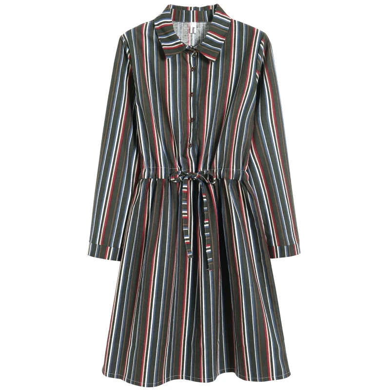 Vintage Striped Women Dresses 2018 Autumn Winter Long Sleeve Elastic Waist Brushed Cotton Loose Casual Dress Plus Size S-XXL
Vintage Striped Women Dresses 2018 Autumn Winter Long Sleeve Elastic Waist Brushed Cotton Loose Casual Dress Plus Size S-XXL