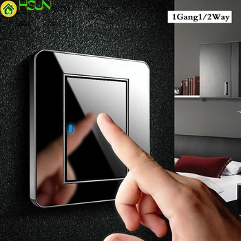 Press button Tap the switch any point Type 86 Black Mirror Glass 1Gang 1Way 2Way Wall Switch Panel with led fluorescent
Press button Tap the switch any point Type 86 Black Mirror Glass 1Gang 1Way 2Way Wall Switch Panel with led fluorescent
