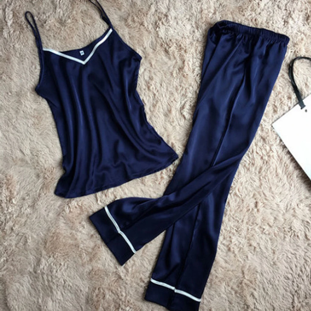 Women Lady Silk Satin Pajamas Set Pyjama Sleepwear Nightwear Loungewear Homewear Loose Casual
Women Lady Silk Satin Pajamas Set Pyjama Sleepwear Nightwear Loungewear Homewear Loose Casual