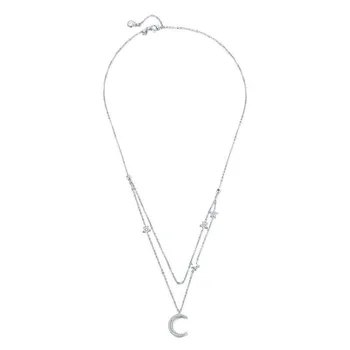Genuine 925 Sterling Silver Moon & Star Double Layers Chain Pendants Necklaces For Women Sterling Silver Jewelry Bsn038
Genuine 925 Sterling Silver Moon & Star Double Layers Chain Pendants Necklaces For Women Sterling Silver Jewelry Bsn038