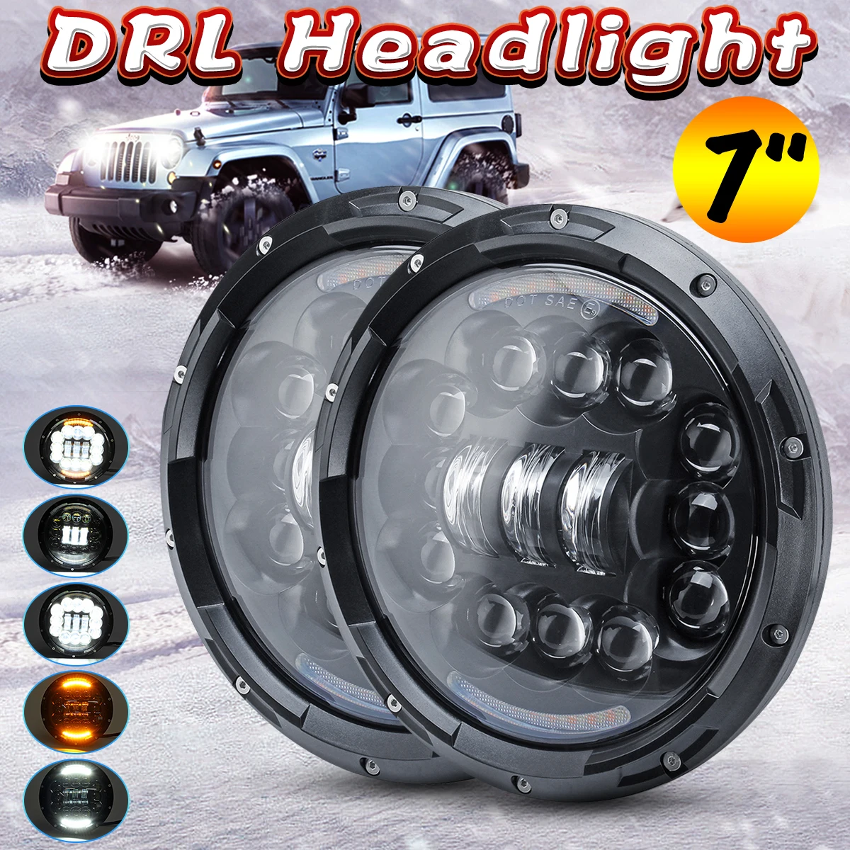 Pair 7" 45W LED Headlight Hi/Lo Beam DRL for Jeep for Wrangler JK 97-16 For Land Rover Defender For Harley-Davidson
Pair 7" 45W LED Headlight Hi/Lo Beam DRL for Jeep for Wrangler JK 97-16 For Land Rover Defender For Harley-Davidson
