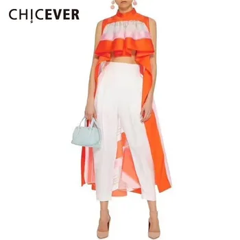 CHICEVER Asymmetric Stripes Casual Besch Style Shirt Women Sleeveless Ruffled Female Foot Color Clothes Fashion Summer 2020 New
CHICEVER Asymmetric Stripes Casual Besch Style Shirt Women Sleeveless Ruffled Female Foot Color Clothes Fashion Summer 2020 New