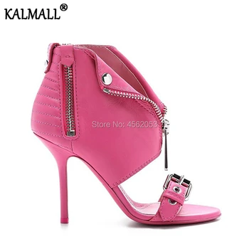 KALMALL Black White Red Pink Gold Leather Shoes Summer Open Toe Ankle Wrap Sandalias Metal Zip Buckled High Heels Ladies Sandals
KALMALL Black White Red Pink Gold Leather Shoes Summer Open Toe Ankle Wrap Sandalias Metal Zip Buckled High Heels Ladies Sandals