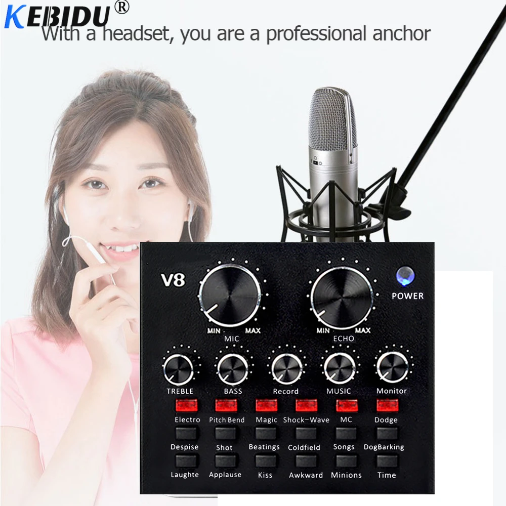 KEBIDU V8 Audio External USB Headset Microphone K song Live Broadcast Sound Card for Mobile Phone Computer PC
KEBIDU V8 Audio External USB Headset Microphone K song Live Broadcast Sound Card for Mobile Phone Computer PC