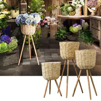 Creative Floor Vase Plant Stand Wickerwork Flower Pot Holder Display Potted Small Plants Wooden Flower Pot Rack Rustic Decor
Creative Floor Vase Plant Stand Wickerwork Flower Pot Holder Display Potted Small Plants Wooden Flower Pot Rack Rustic Decor